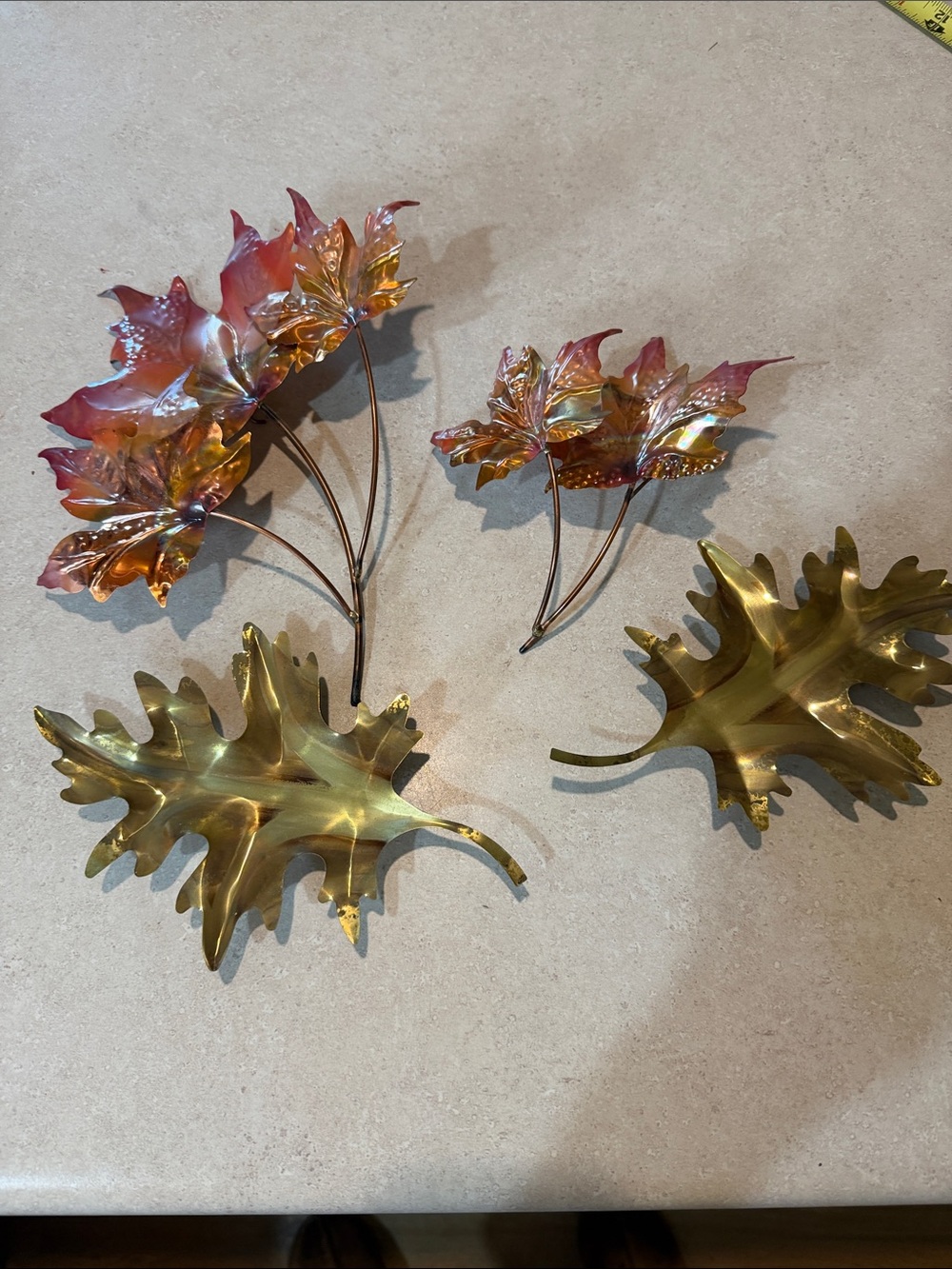 Metal Leaf Wall Sculptures - Gold & Copper Tones